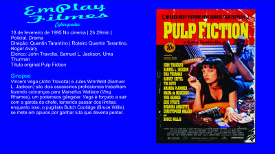 Pulp Fiction - Tempo De Violência(1994)# Ação, Drama #John Travolta, Samuel L. Jackson, Uma Thurman # Quentin Tarantino