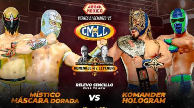 CMLL Homenaje A Dos Leyendas-Mascara Dorada & Mistico vs Hologram & Komander